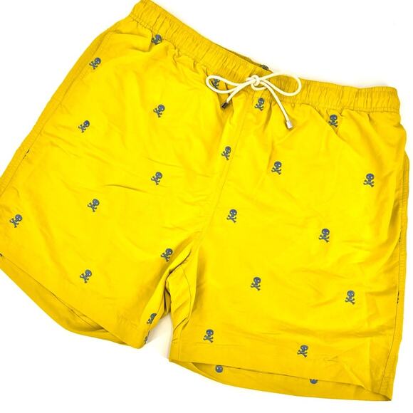 J. McLaughlin Skull & Crossbones Men’s Swim Trunks Sz XL Neon Green / Blue - Picture 1 of 6
